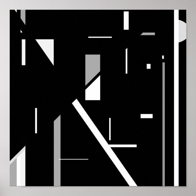 Kleine, graue Formen auf schwarz geometrischem Des Poster (Vorne)