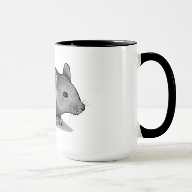 Kleine graue Maus im Bleistift: Realismus-Kunst Tasse (Rechts)