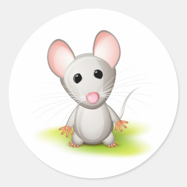 Kleine graue Maus Runder Aufkleber (Vorderseite)