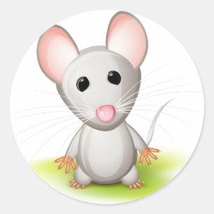 Kleine graue Maus Runder Aufkleber