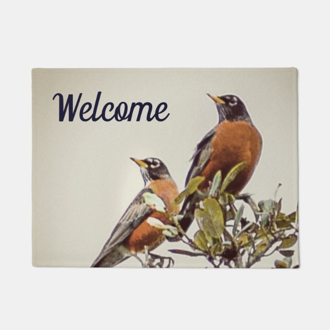Kleine Größe "Pair of Robins" Doormat Fußmatte (Vorderseite)