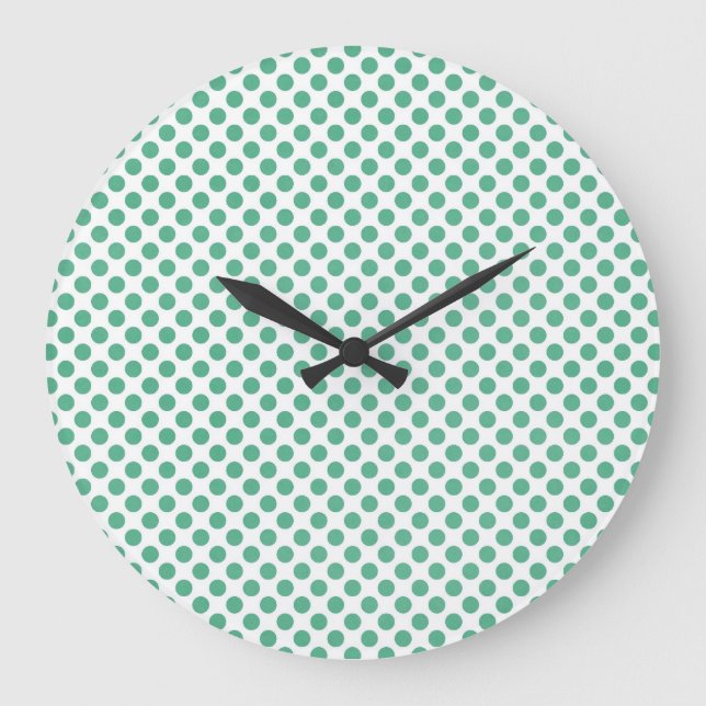 Kleine grüne Tupfen auf weißem Hintergrund Große Wanduhr (Vorderseite)
