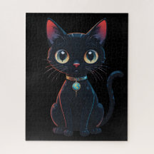 Kleine gruselige schwarze Katze