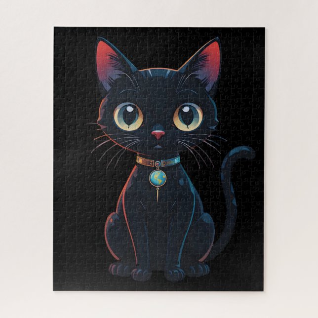 Kleine gruselige schwarze Katze (Vertikal)