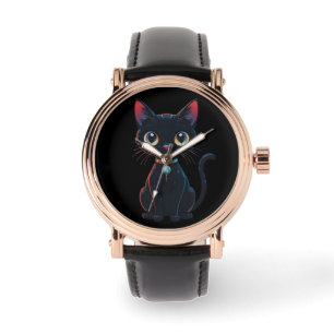 Kleine gruselige schwarze Katze Armbanduhr
