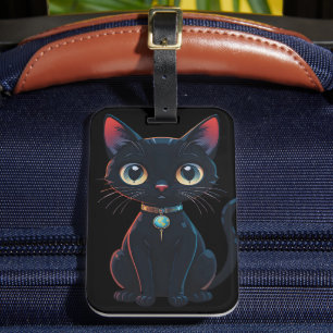 Kleine gruselige schwarze Katze Gepäckanhänger