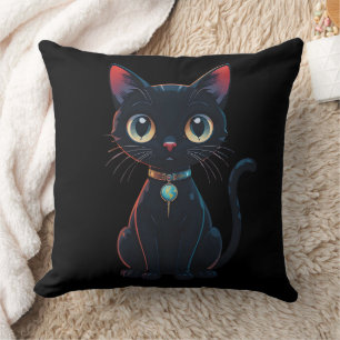 Kleine gruselige schwarze Katze Kissen