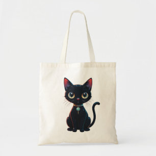Kleine gruselige schwarze Katze Tragetasche