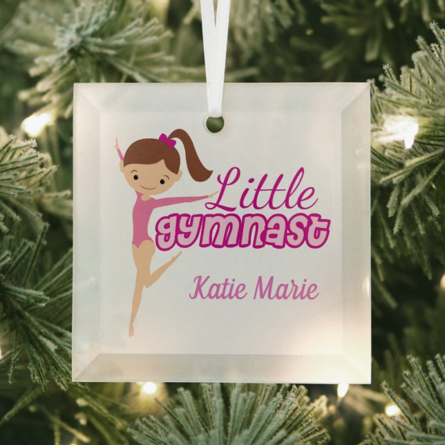Kleine Gymnast Niedliche Personalisierte Girls Gym Ornament Aus Glas (Insitu)