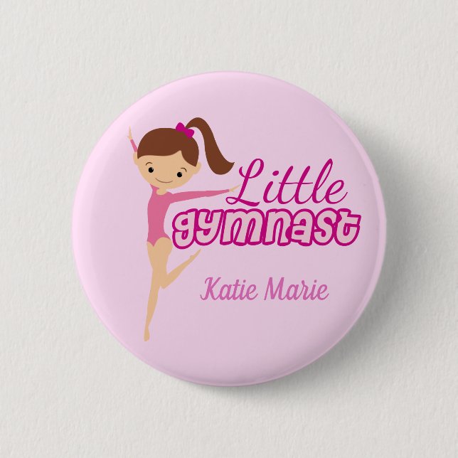 Kleine Gymnastik Hübsch Pink Custom Kids Gymnastik Button (Vorderseite)