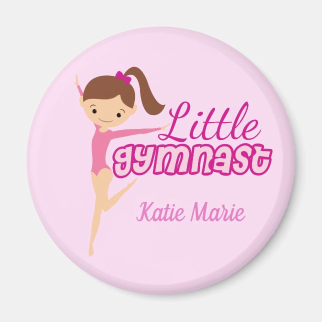 Kleine Gymnastik Hübsch Pink Custom Kids Gymnastik Magnet (Vorne)