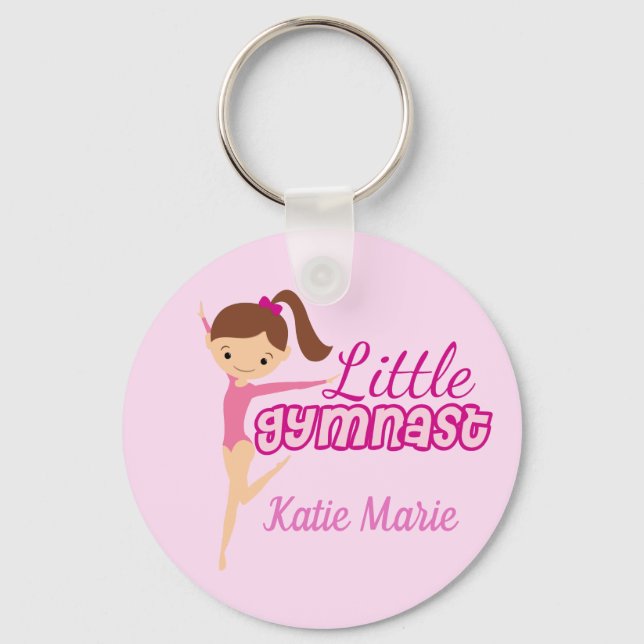Kleine Gymnastik Hübsch Pink Custom Kids Gymnastik Schlüsselanhänger (Vorderseite)