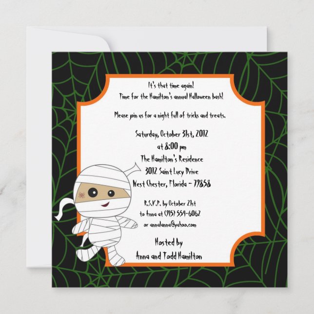 kleine Halloween-Party-Einladung der Strampler-5x5 Einladung (Vorderseite)