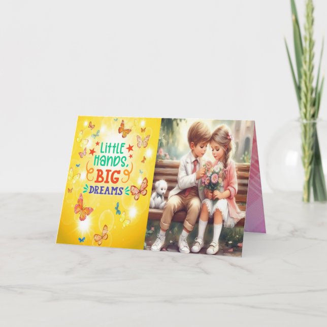 Kleine handgeklappte Einladungskarte (Vorderseite)