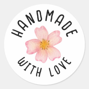 Kleine Handgemachte Unternehmen Mit Liebe - Rosa F Runder Aufkleber