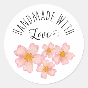 Kleine Handgemachte Unternehmen Mit Liebe - Rosa F Runder Aufkleber