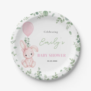 Kleine Häschen-Eukalyptus-Baby-Party für Mädchen Pappteller