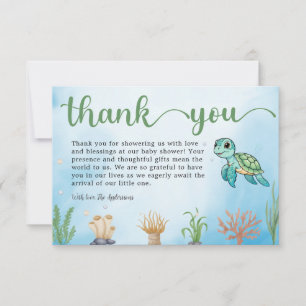 Kleine Hatchling Sea Turtle Baby Dusche Vielen Dan Dankeskarte