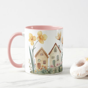 Kleine Häuser Vintage Blumen Cottage Tasse