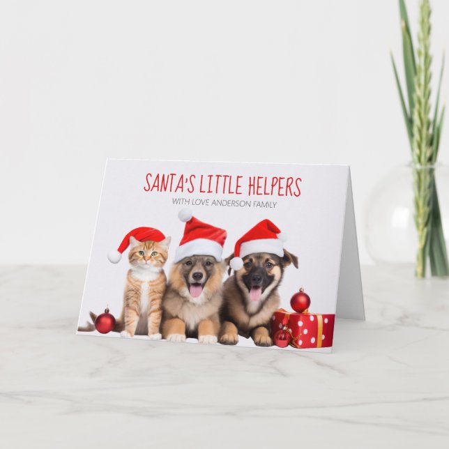Kleine Helfer des Weihnachtsmanns Karte (Vorderseite)