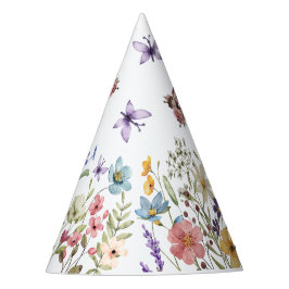Kleine helle Wildblumen Wasserfarbe Geburtstag Partyhütchen