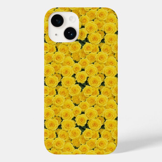 Kleine, hellgelbe Rosen-Gehäuse Case-Mate iPhone 14 Hülle (Rückseite)