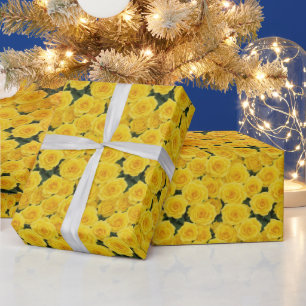 Kleine, hellgelbe Rosen Geschenkpapier