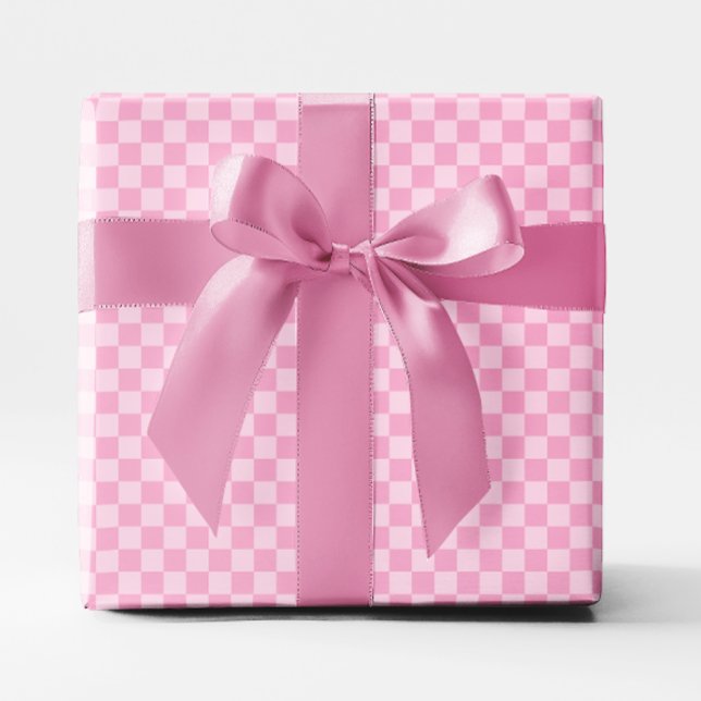 Kleine Hellrosa Karos Geschenkpapier (Small Light Pink Checkered Wrapping Paper)