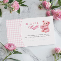 Kleine Herz-Rosa-Gingham-Teddybär-Baby-Party