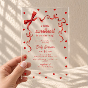 Kleine Herzchen Mädchen Baby-Party Acryleinladungen