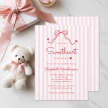 Kleine Herzchen-Schleife Rosa Streifen Baby-Party