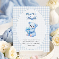 Kleine Herzen Blau Gingham Teddy Bär Baby Shower