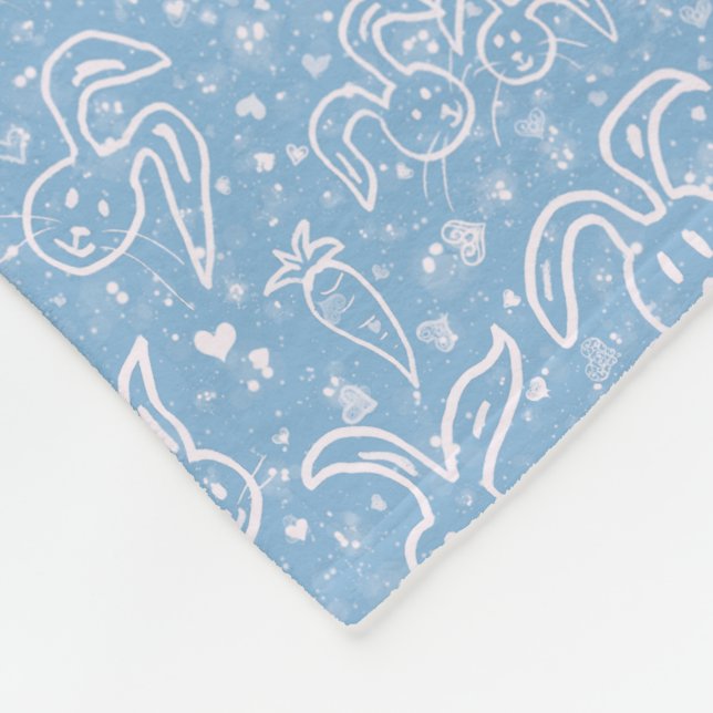 Kleine Herzen und Bunnies - transparentes Muster. Fleecedecke (Ecke)