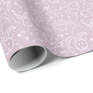 Kleine Herzen und Bunnies - transparentes Muster. Geschenkpapier
