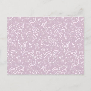 Kleine Herzen und Bunnies - transparentes Muster. Postkarte