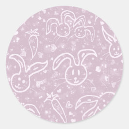 Kleine Herzen und Bunnies - transparentes Muster. Runder Aufkleber