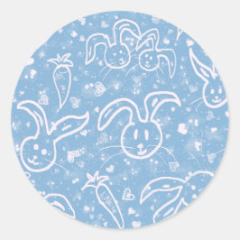 Kleine Herzen und Bunnies - transparentes Muster. Runder Aufkleber