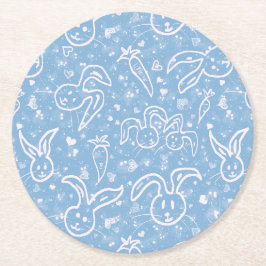 Kleine Herzen und Bunnies - transparentes Muster. Runder Pappuntersetzer