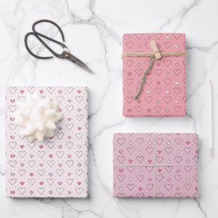 Kleine Herzen und Punkte Muster Geschenkpapier Set