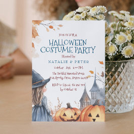 Kleine Hexe und Castle Halloween Party Einladung