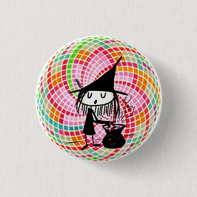 kleine Hexe und heilige Geometrie Button (Vorderseite)