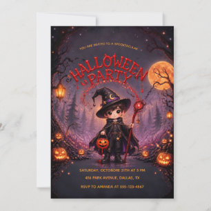 Kleine Hexen-Halloween-Party für Kinder Einladung