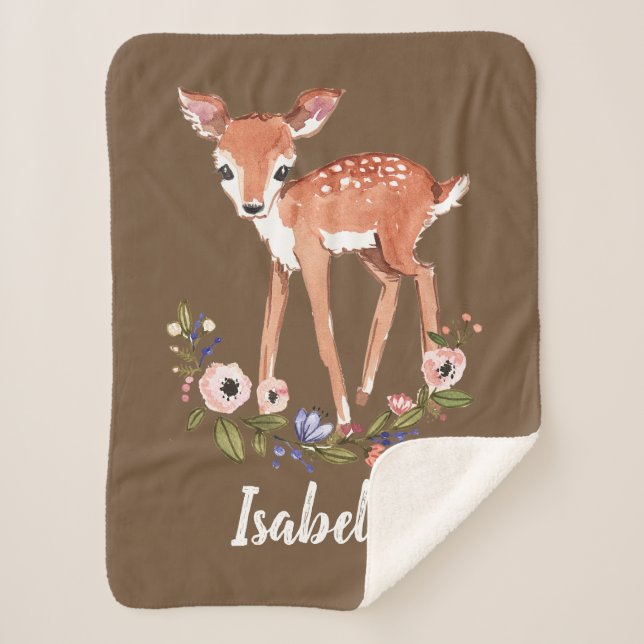 Kleine Hirschdecke personalisierter Name Baby Sher Sherpadecke (Vorderseite)