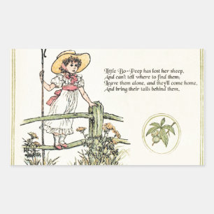 Kleine Hirtin: Klassische Kate Greenaway Fibel Rechteckiger Aufkleber