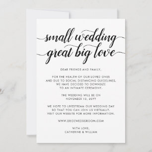 Kleine Hochzeit große Liebe Downsize Änderungsplän Ankündigung