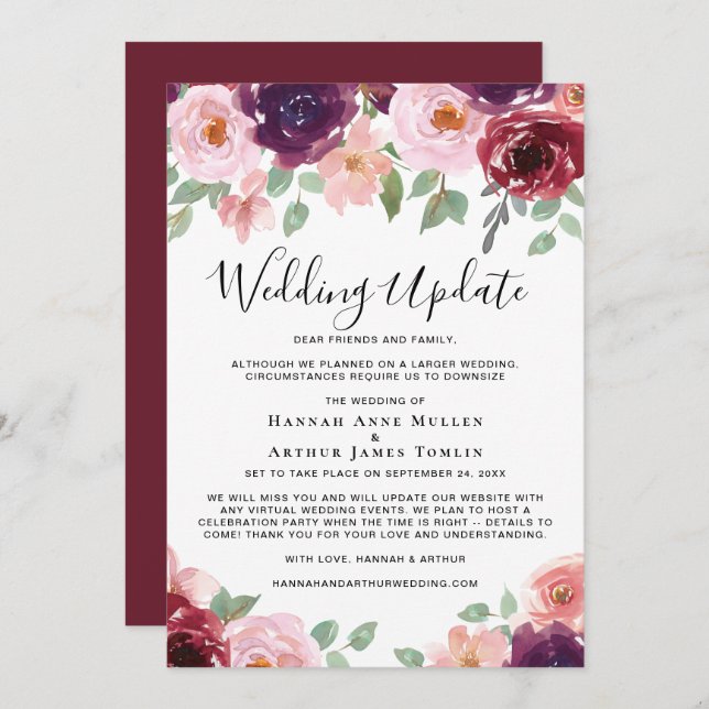 Kleine Hochzeitsupportfarben Ankündigung (Vorne/Hinten)