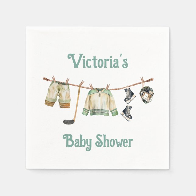 Kleine Hockey Player Babydusche Serviette (Vorderseite)