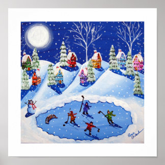 Kleine Hockeyspieler Eisdielen Skate Wintervolksku Poster