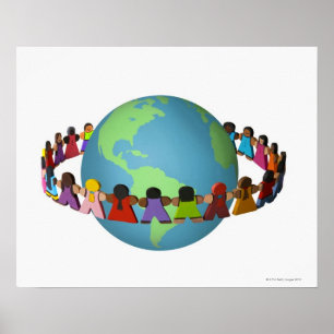 Kleine hölzerne Puppen der mannigfaltigen Ethnien Poster