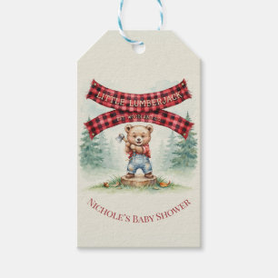 Kleine Holzfäller-Junge-Baby-Shower-Dankeschön Geschenkanhänger